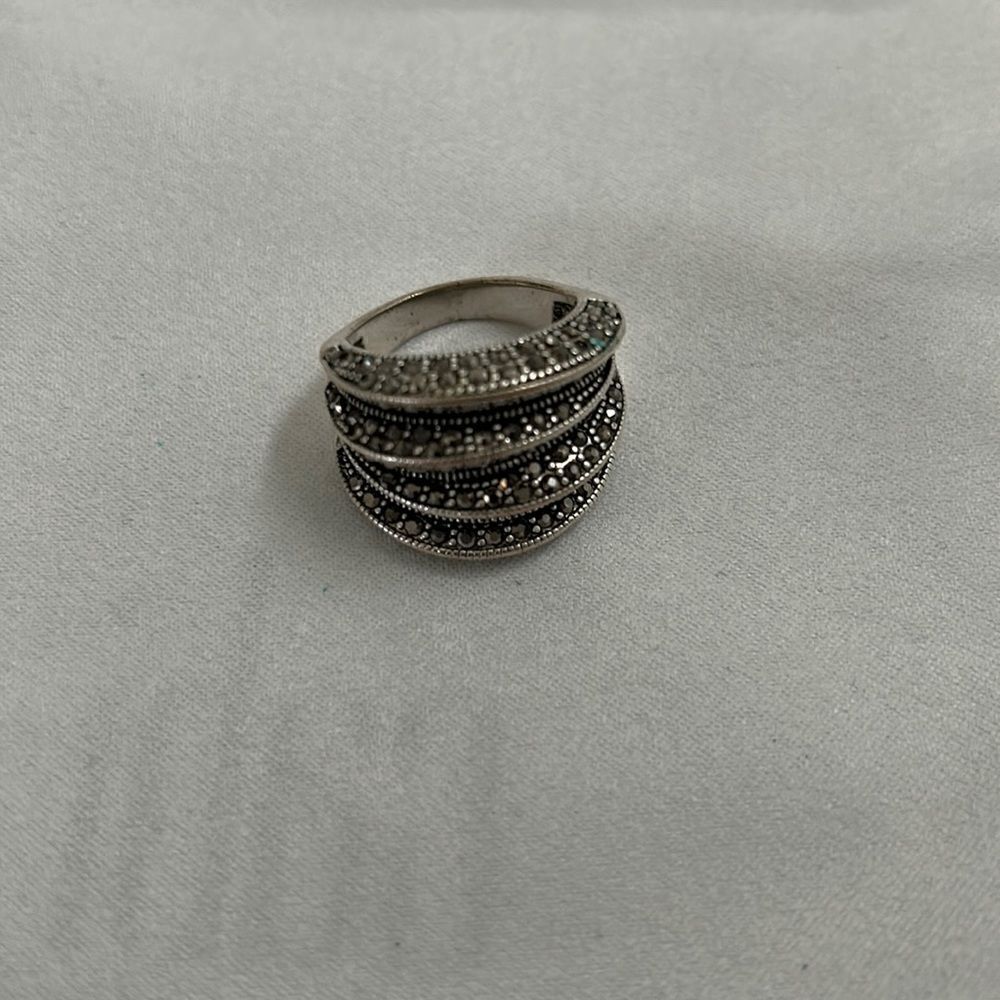 Silver tone with crystals
